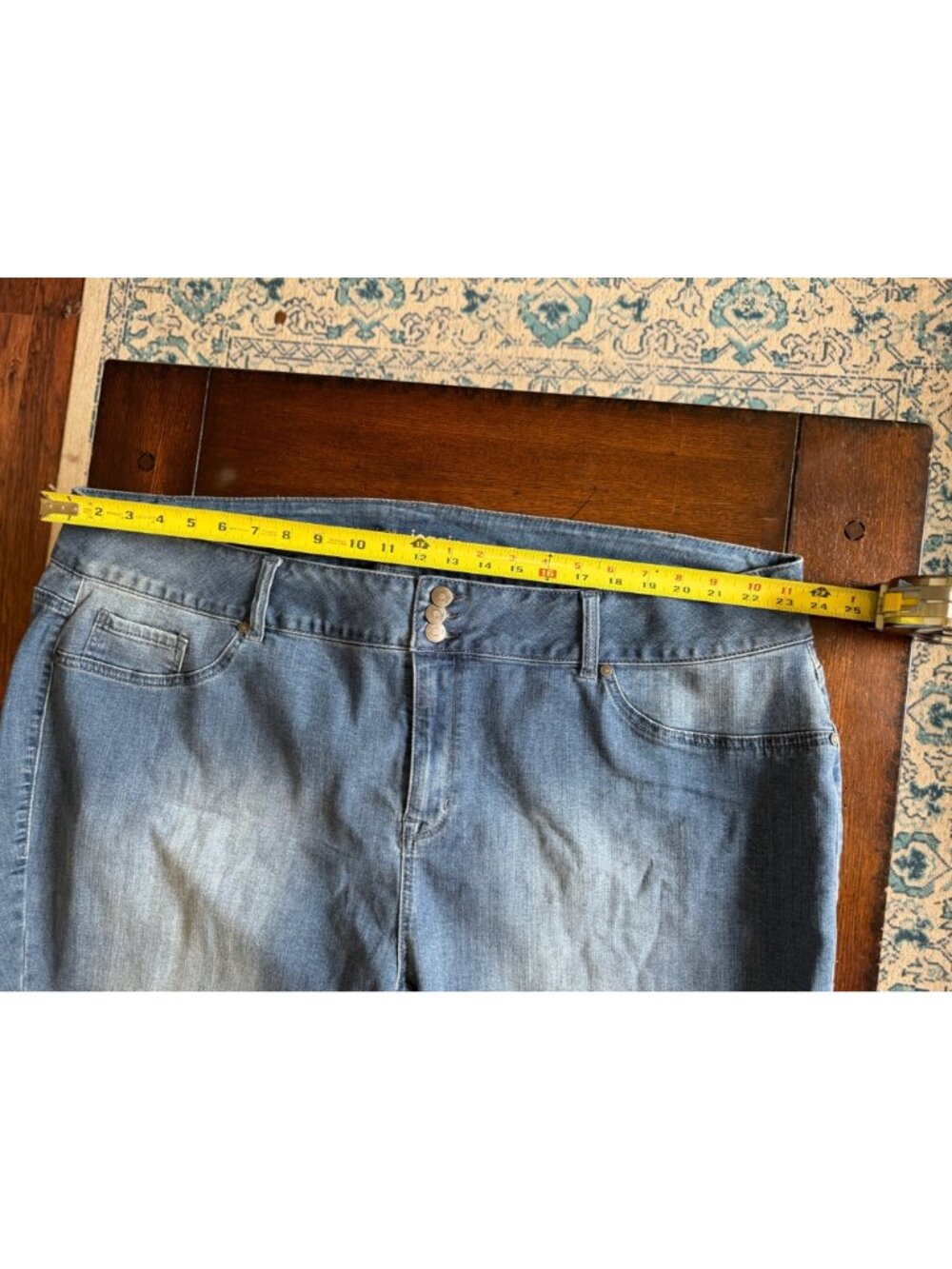 Avenue Denim Jeans High Rise Jegging Skinny Jeans Stretch Faded Faux Pockets 30 - Picture 6 of 7